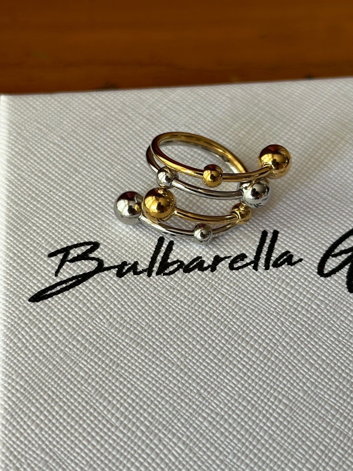 Anillo Bolas Bicolor