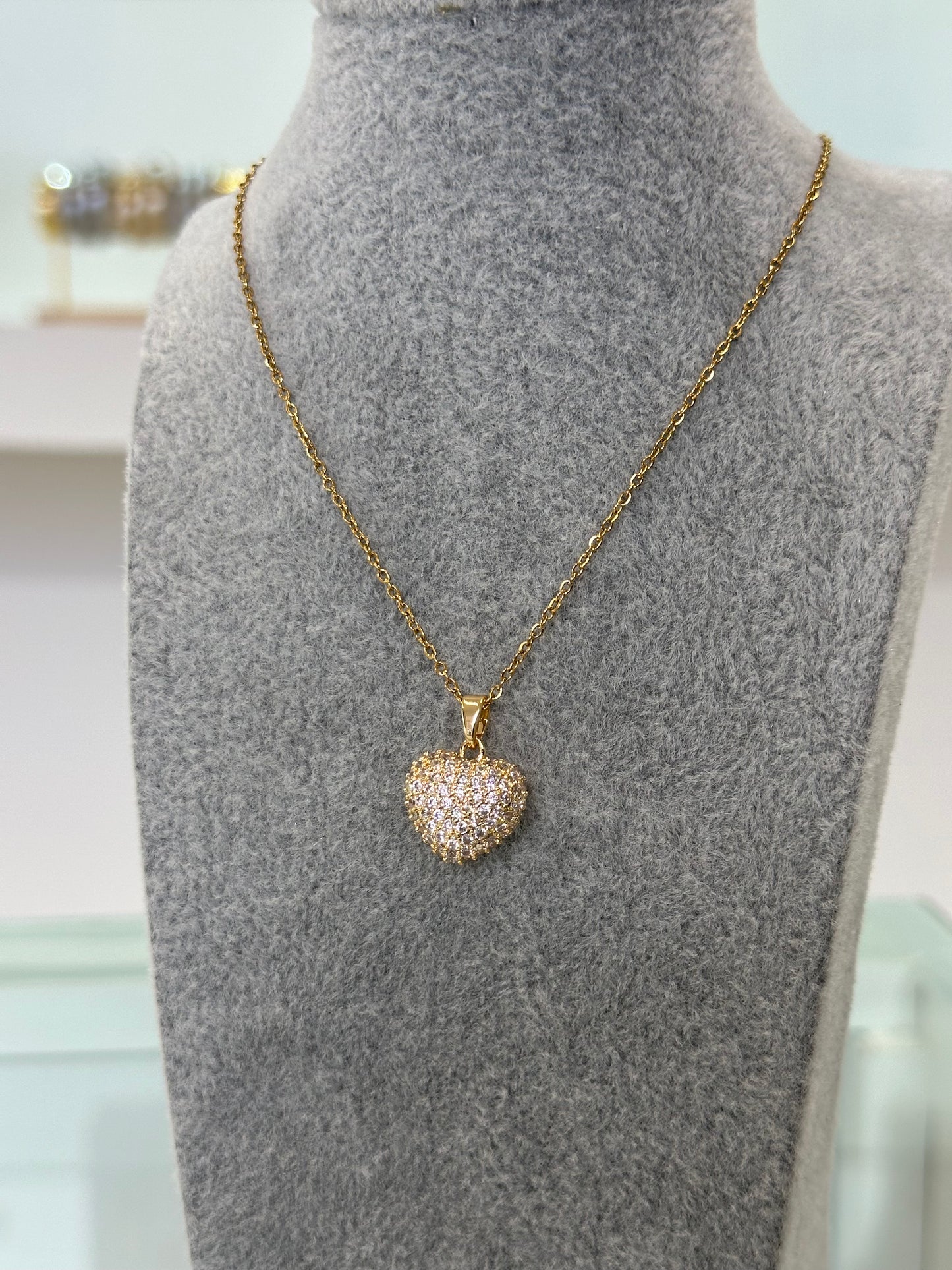 Collar corazón brillos