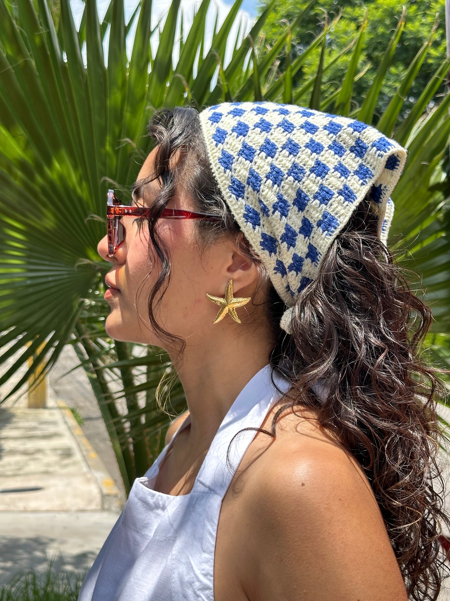 Croché bandana azul