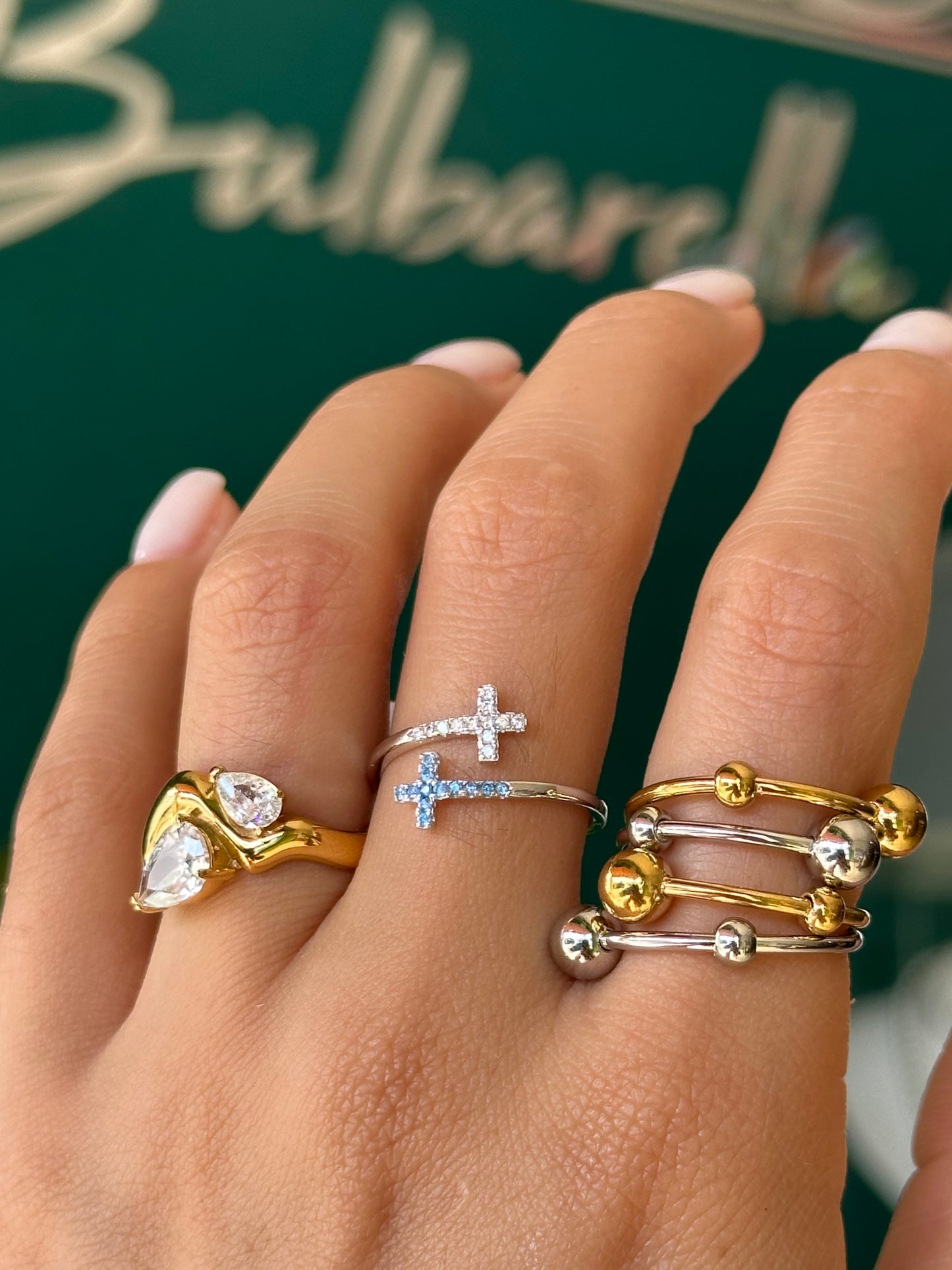 Anillo Bolas Bicolor
